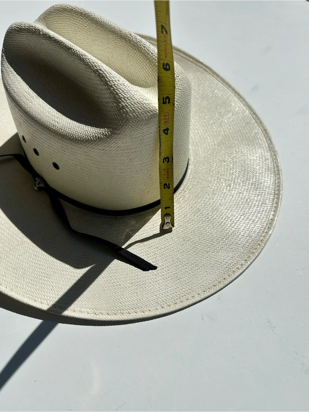 American Hat Co Para Panama Men's Wide-Brim Outback Hat Cream, Black Band, 7 1/8